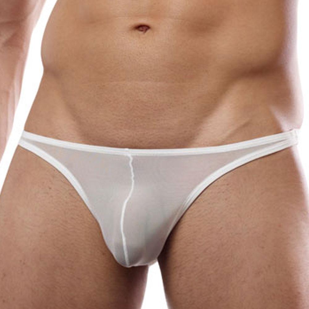 Cover Male CM103 Thong Sheer in lightweight, breathable fabric, showcasing a stylish V-shaped back and enhanced pouch design.